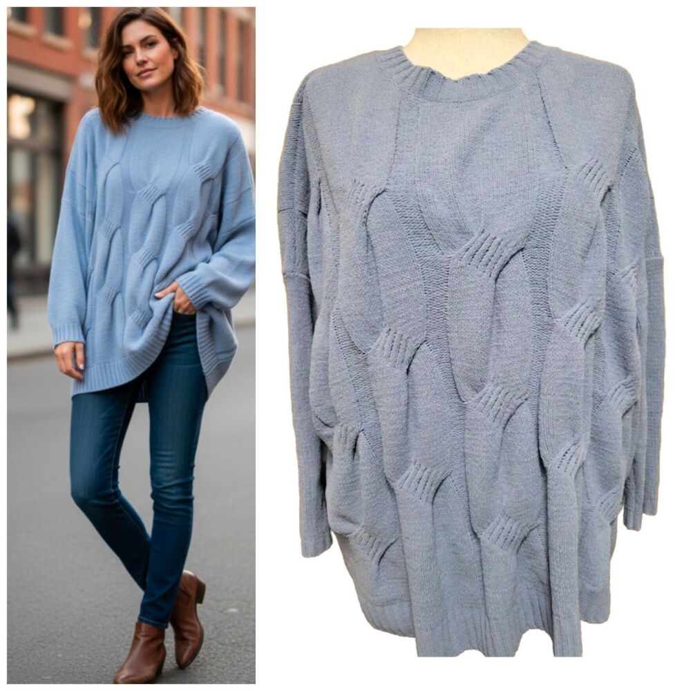 J Jill Chenille Pullover Sweater Womens Large 3/4 Sleeve  Oversized Winter Cozy